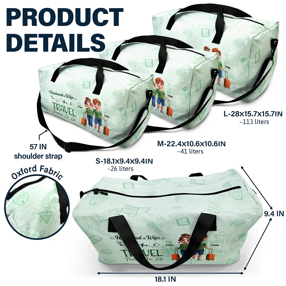 Husband And Wife Travel Partners For Life - Personalized Duffle Bag - Image 6