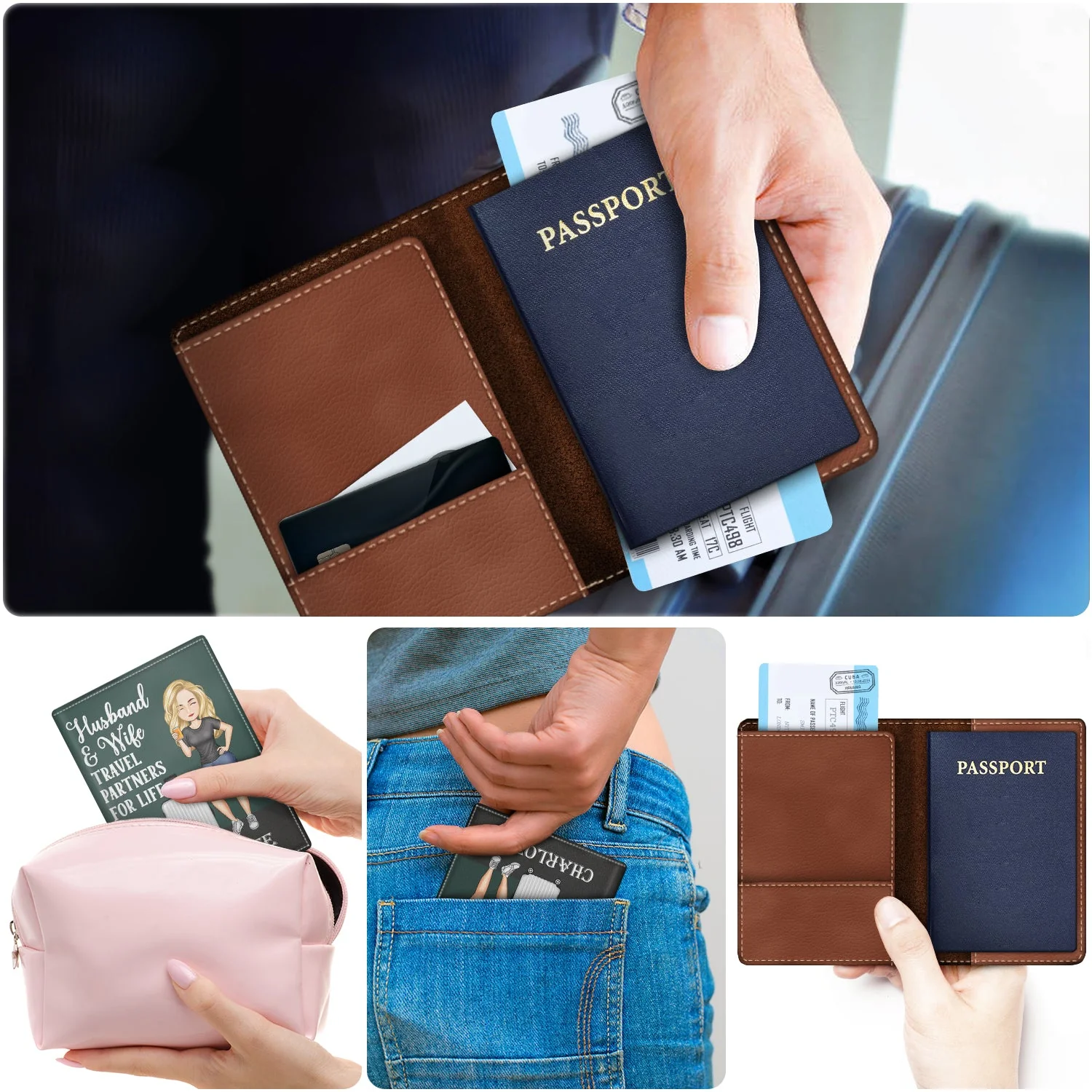 Husband And Wife Travel Partners For Life Traveling - Anniversary, Vacation, Funny Gift For Couples, Family, Husband, Wife - Personalized Passport Cover, Passport Holder - Image 5