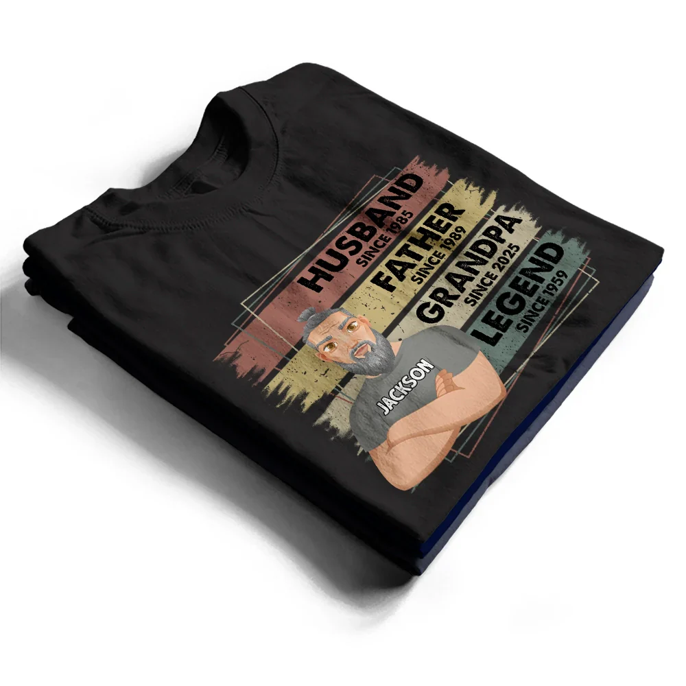 Husband Father Grandpa Legend - Personalized T Shirt - Image 2