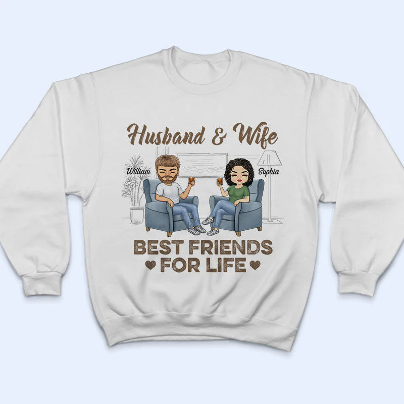 Husband Wife Best Friends For Life - Couple Gift - Personalized Custom T Shirt - Image 5