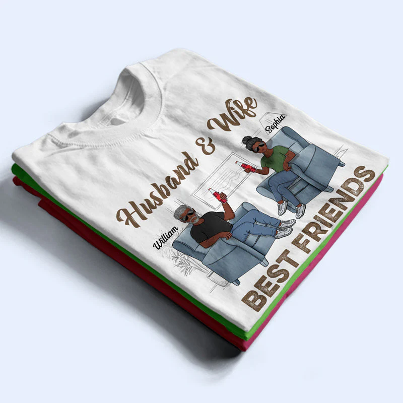 Husband Wife Best Friends For Life - Gift For Couples - Personalized Custom T Shirt - Image 2