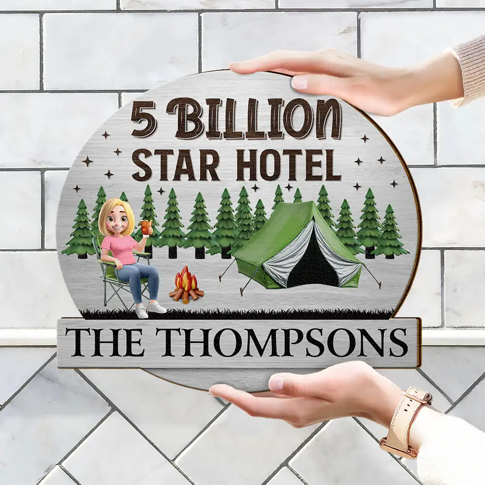 Husband & Wife Camping Partners For Life Couple - Personalized Custom Shaped Wood Sign - Image 4