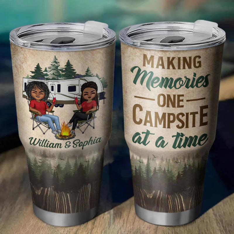 Husband & Wife Camping Partners For Life - Gift For Camping Couples - Personalized Custom 30 Oz Tumbler - Image 2