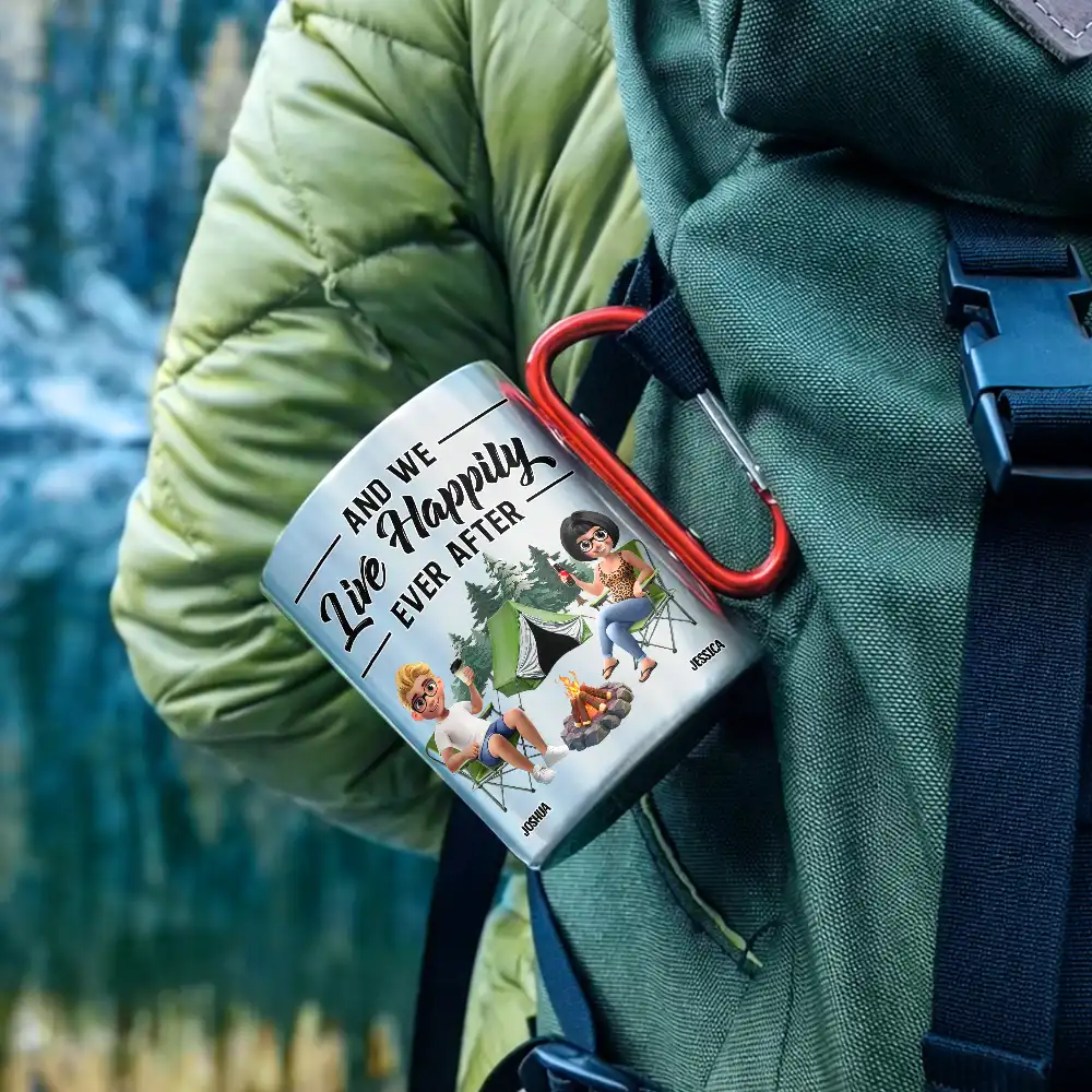 Husband & Wife Camping Partners For Life - Personalized Carabiner Mug - Image 2