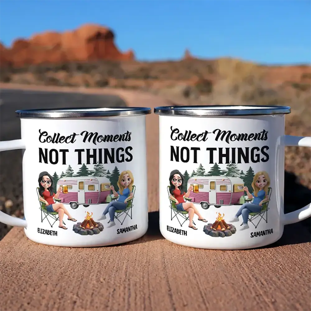 Husband & Wife Camping Partners For Life - Personalized Enamel Mug - Image 6