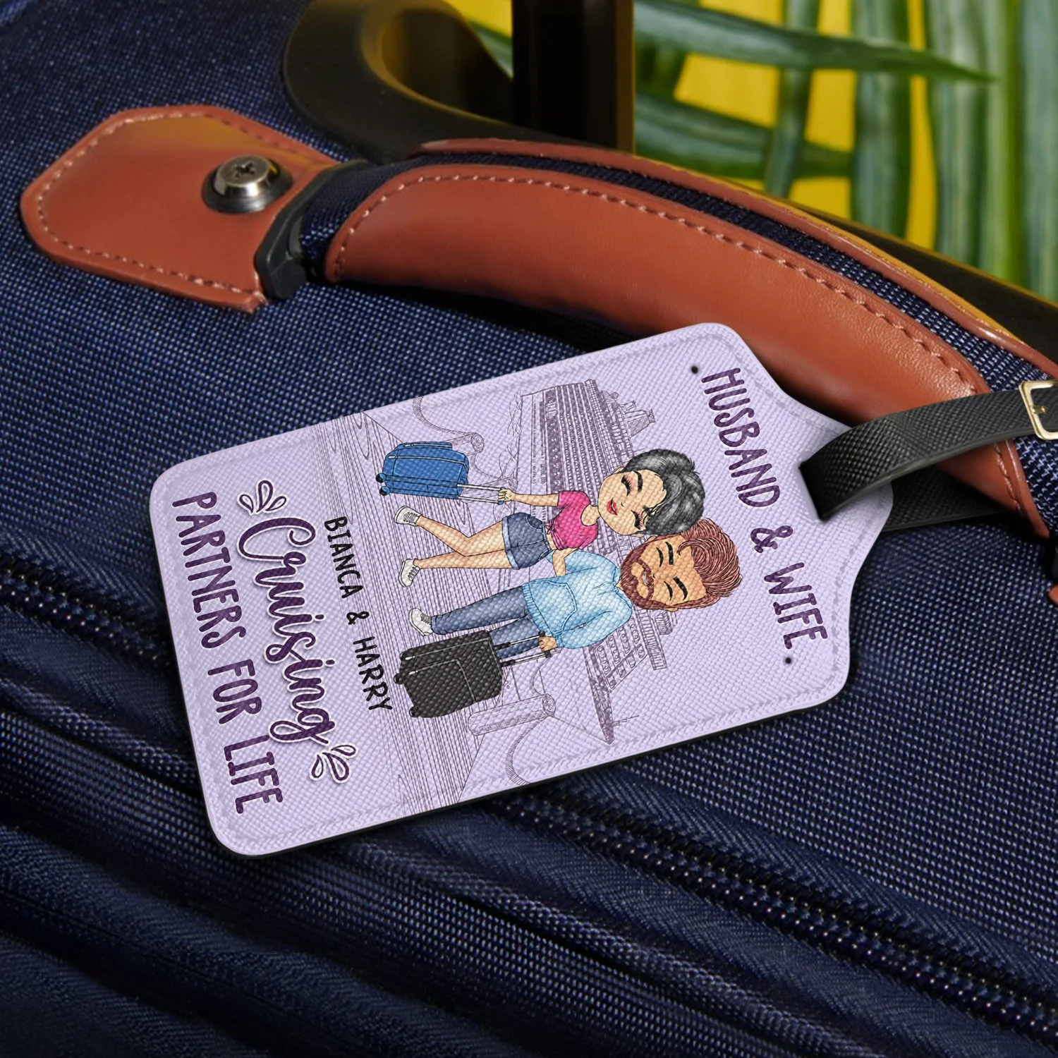 Husband & Wife Cruising Partners For Life - Gift For Couples - Personalized Luggage Tag - Image 2