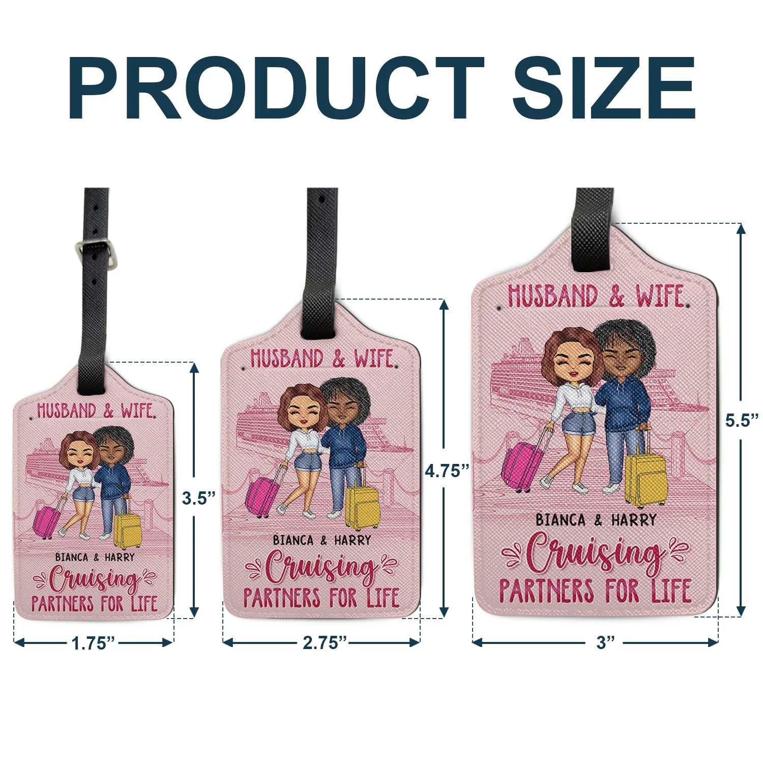 Husband & Wife Cruising Partners For Life - Gift For Couples - Personalized Luggage Tag - Image 5
