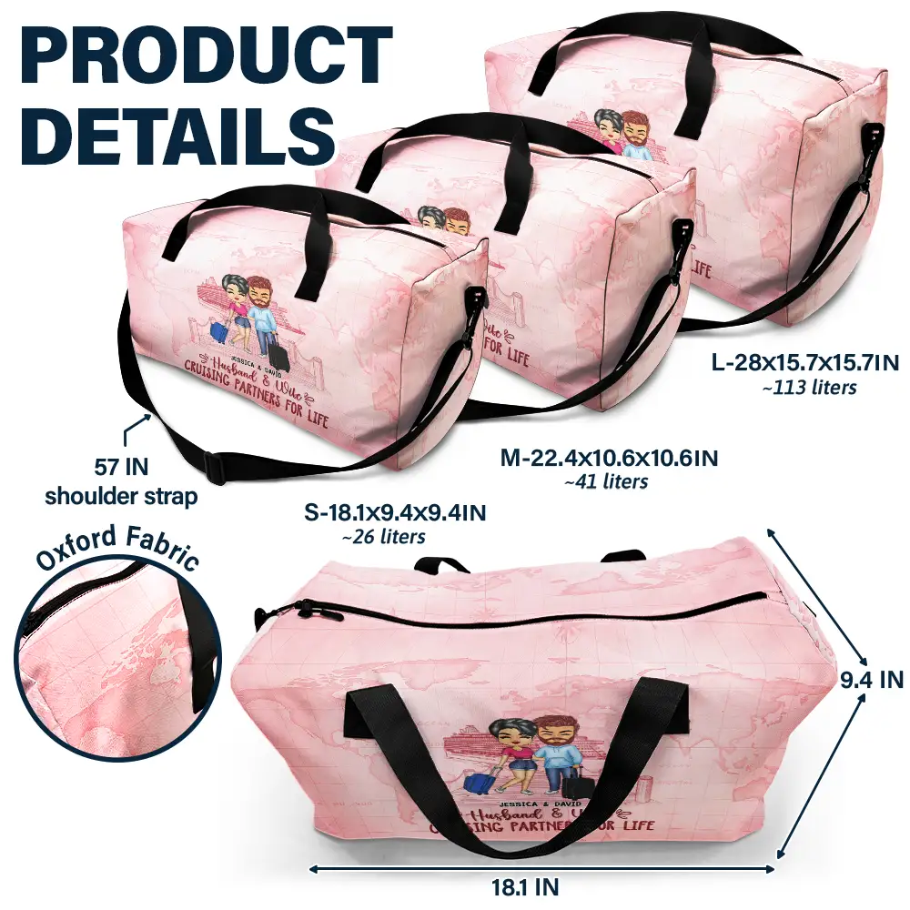 Husband & Wife Cruising Partners For Life - Personalized Duffle Bag - Image 6