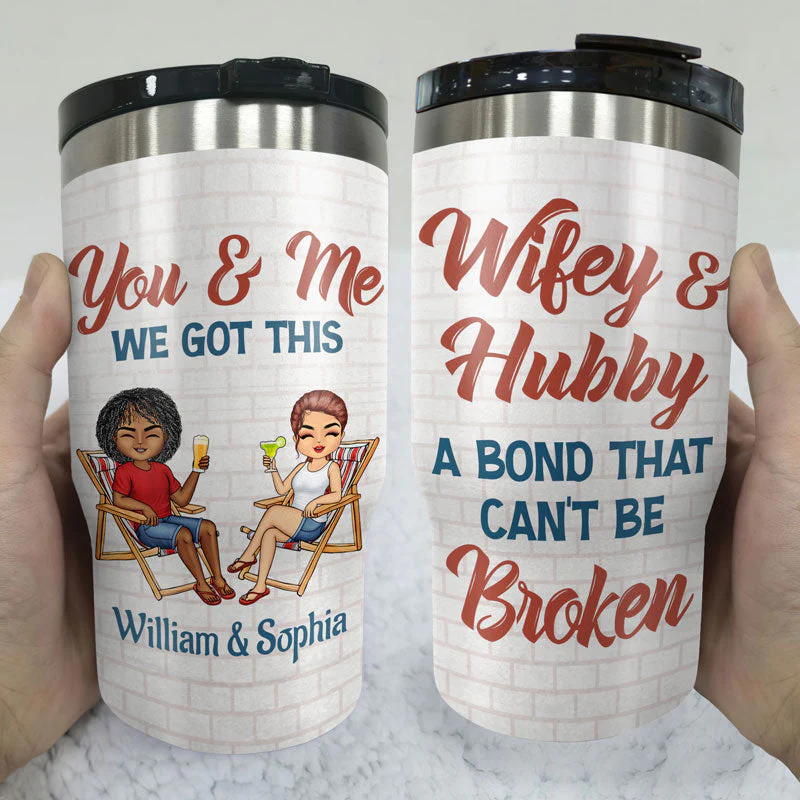 Husband & Wife Drinking Buddies For Life - Couple Gift - Personalized Custom Triple 3 In 1 Can Cooler - Image 3