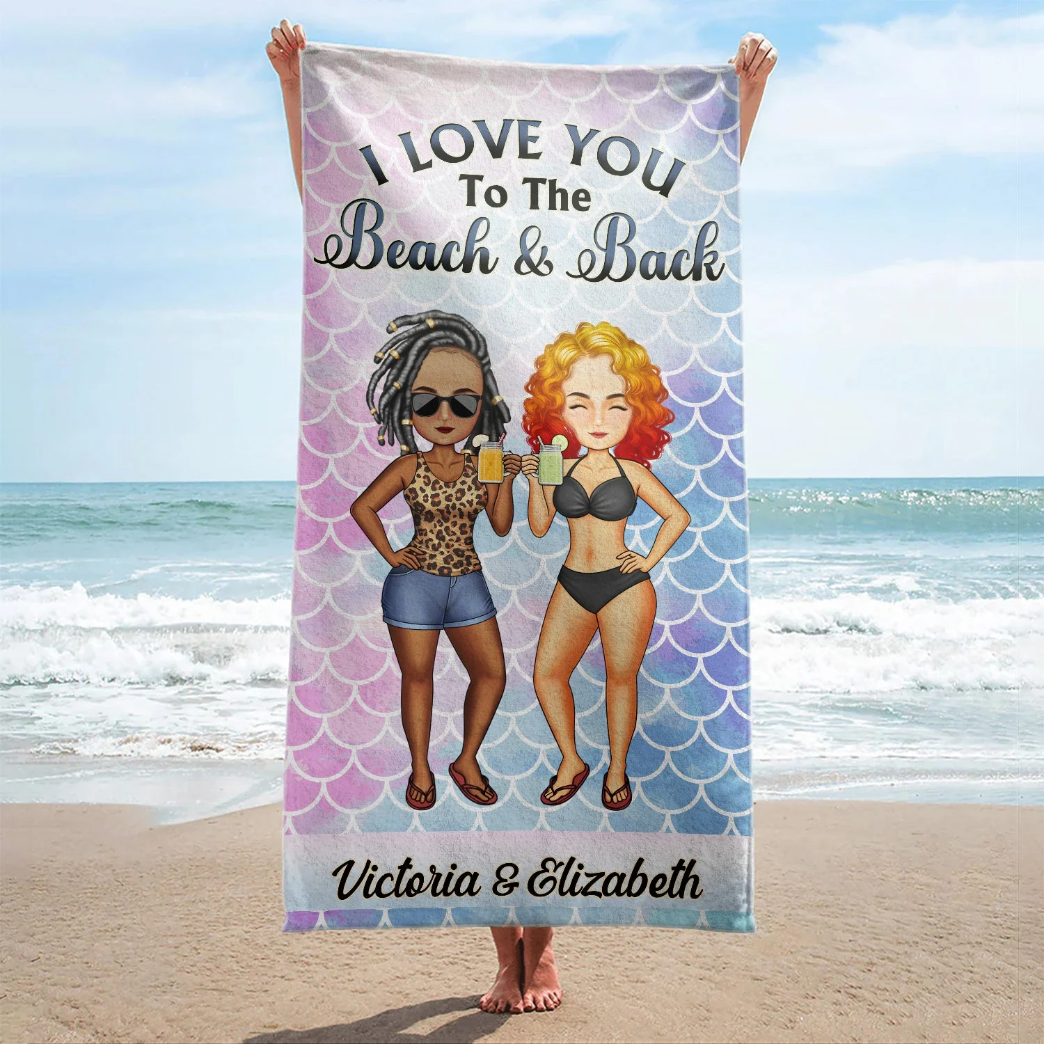 Husband & Wife Travel Partners For Life Traveling Beach Poolside Swimming Picnic Vacation - Birthday, Funny Gift For Her, Him, Couples, Family - Personalized Custom Beach Towel - Image 2