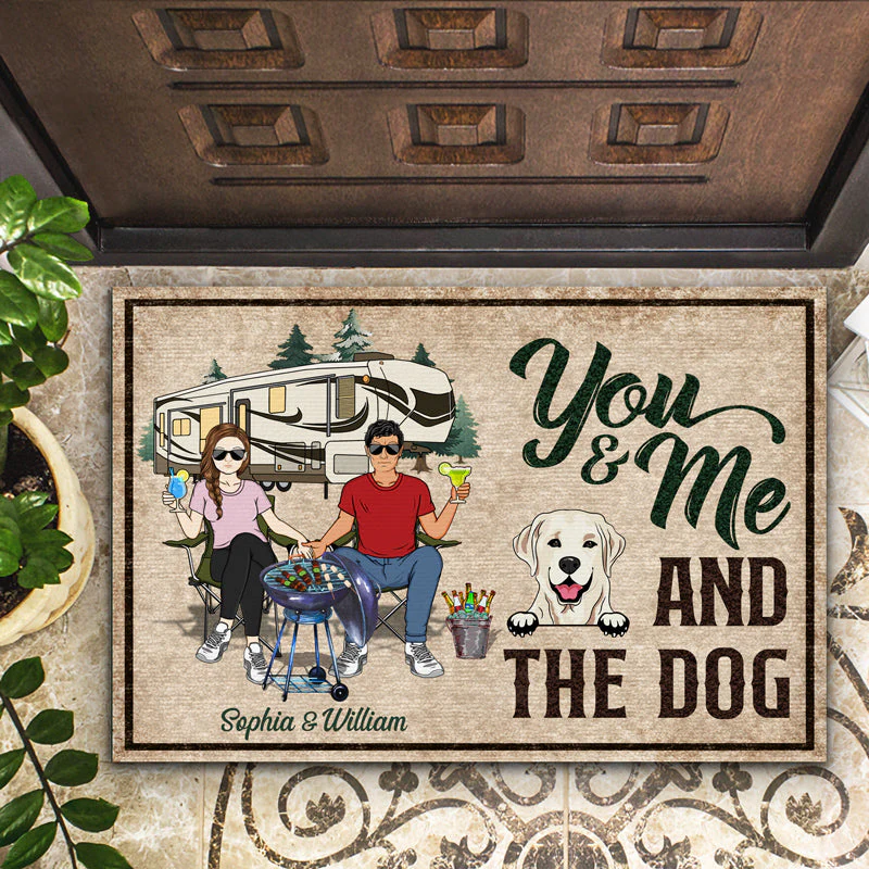 Husband Wife You And Me And The Dog - Gift For Camping Couples - Personalized Custom Doormat - Image 2
