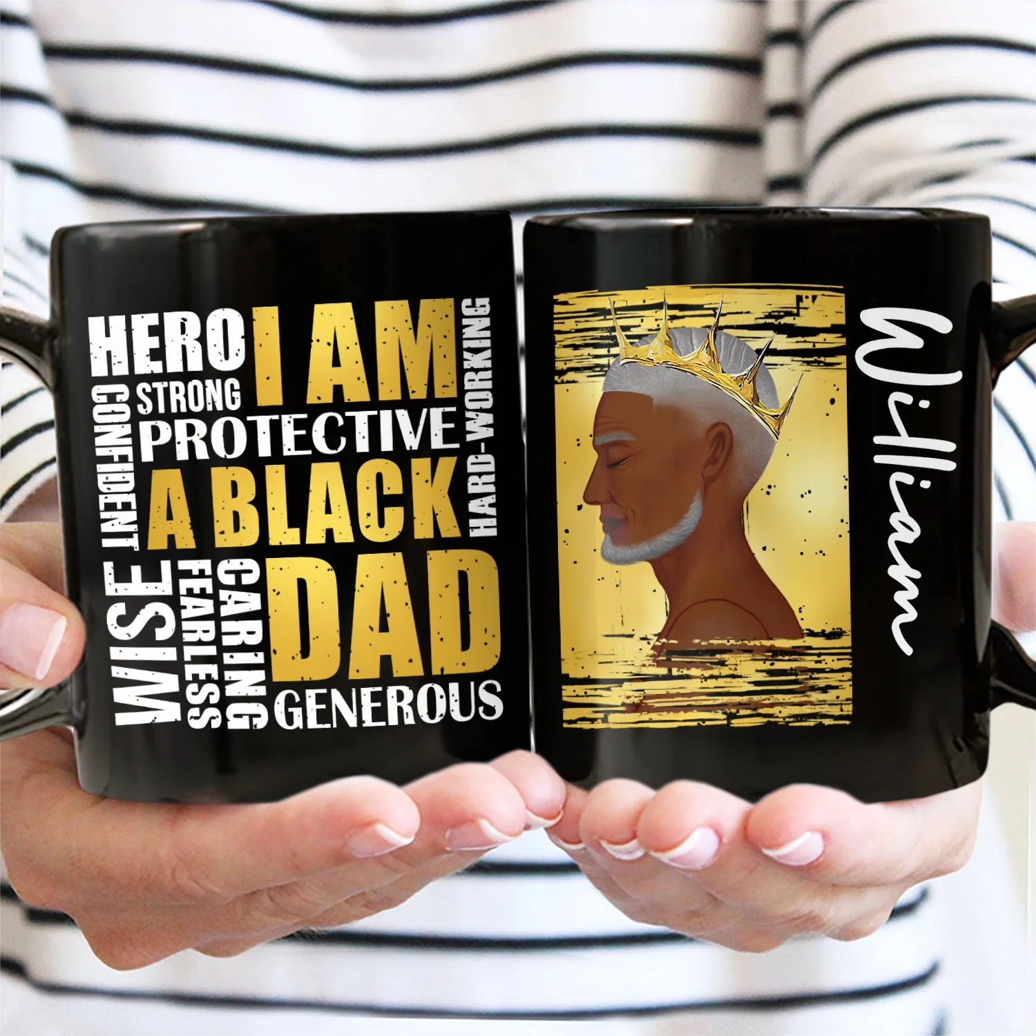 I Am A Black Dad - Personalized Black Mug - Image 2