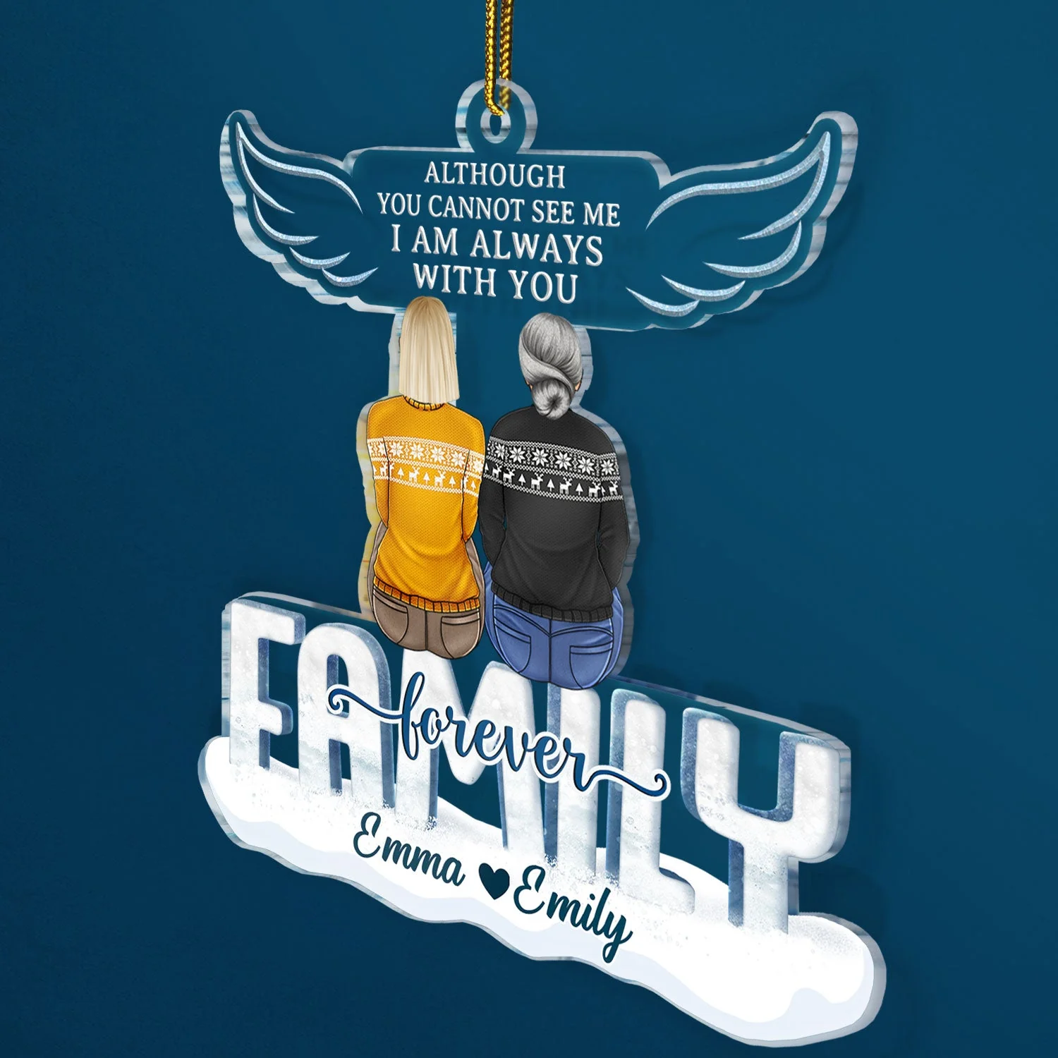 I Am Always With You Angle Wings - Christmas Memorial Gift For Family - Personalized Cutout Acrylic Ornament - Image 2