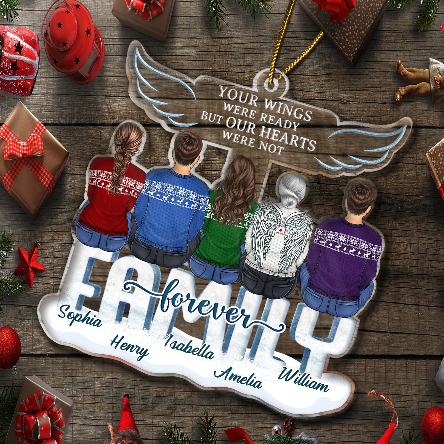 I Am Always With You Angle Wings - Christmas Memorial Gift For Family - Personalized Cutout Acrylic Ornament - Image 6