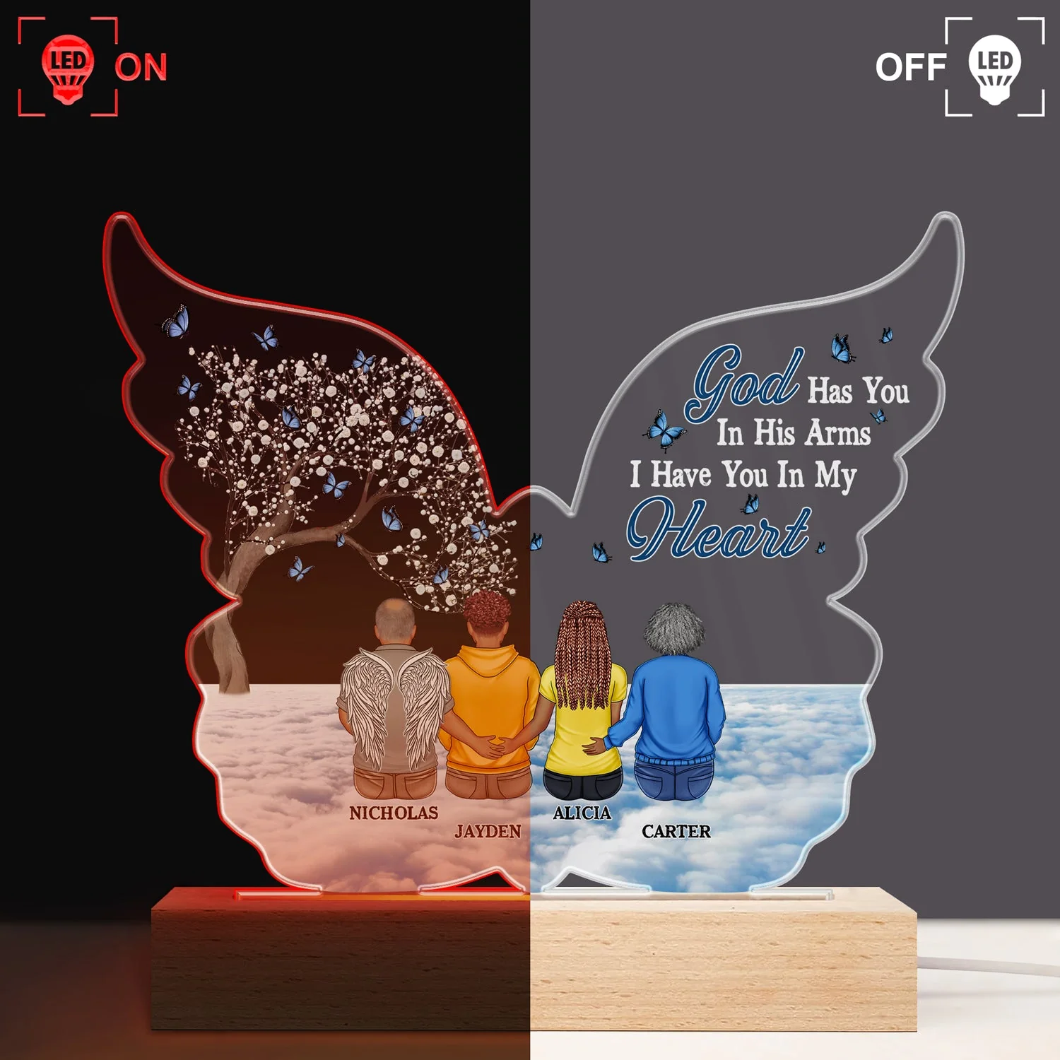 I Am Always With You - Family, Memorial Gift - Personalized 3D Led Light Wooden Base - Image 3