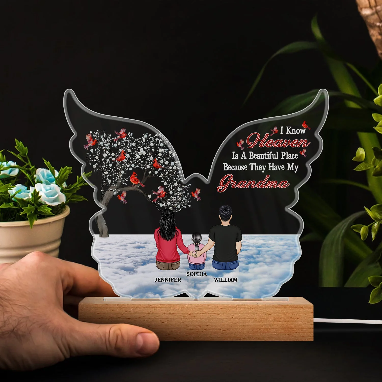 I Am Always With You - Family, Memorial Gift - Personalized 3D Led Light Wooden Base - Image 4