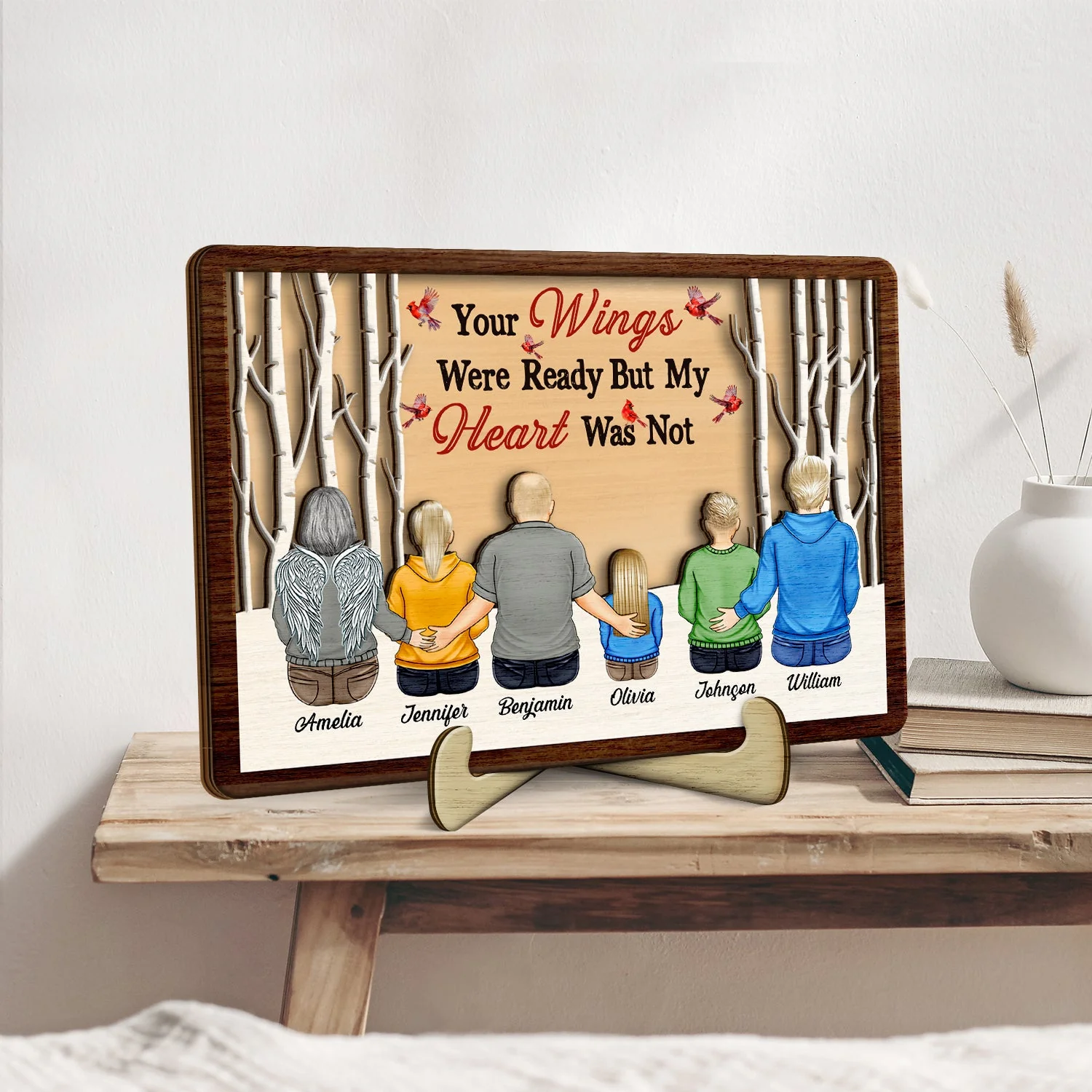 I Am Always With You - Memorial Gift For Family - Personalized 2-Layered Wooden Plaque With Stand - Image 2