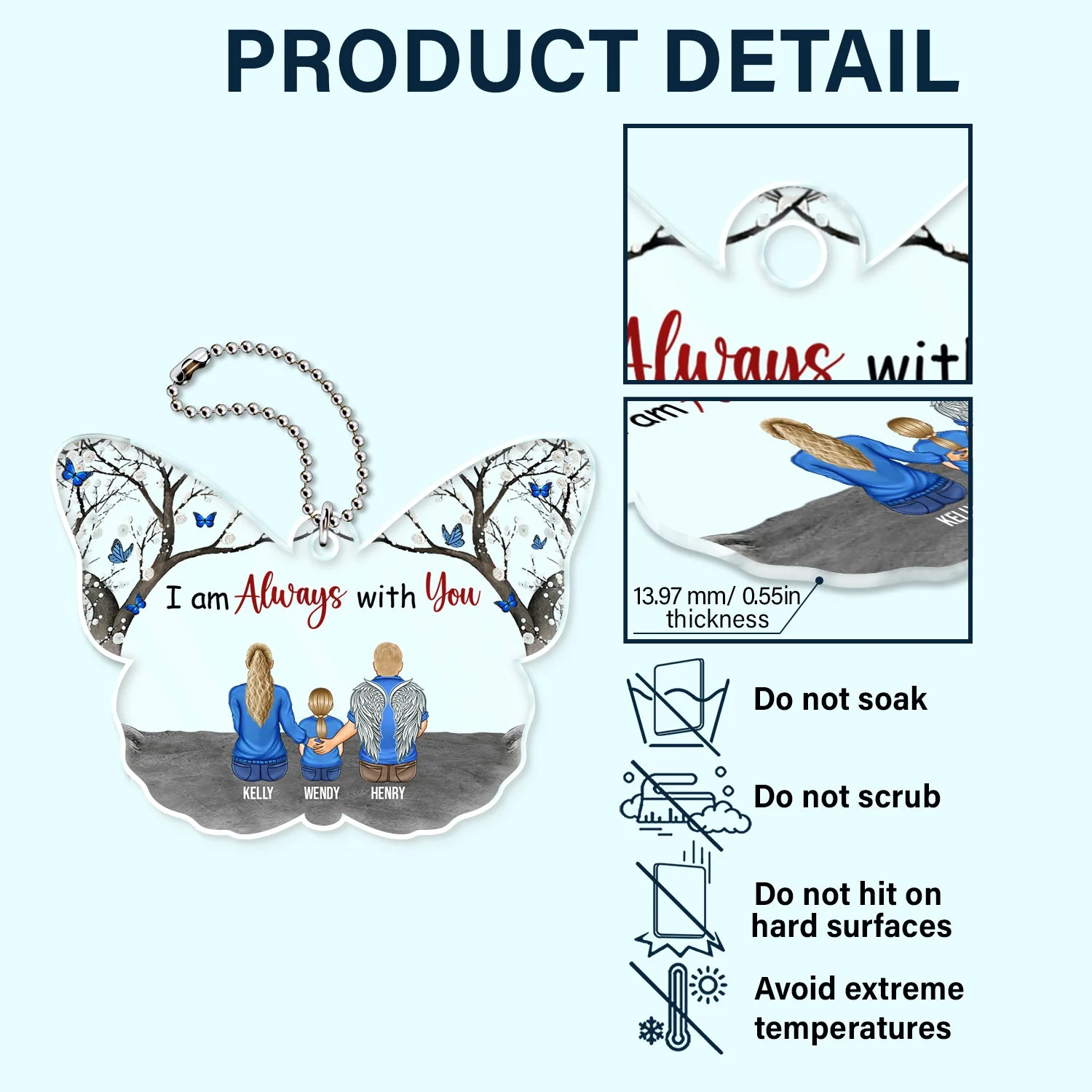 I Am Always With You - Memorial Gift For Family - Personalized Acrylic Car Hanger - Image 5
