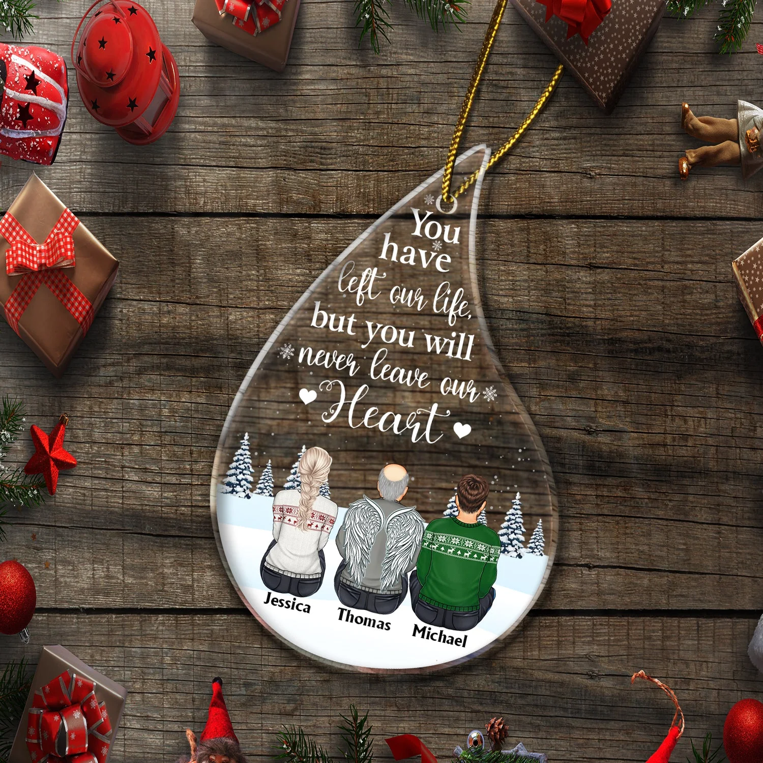 I Am Always With You Teardrop Shape - Christmas, Memorial Gift For Family - Personalized Custom Shaped Acrylic Ornament - Image 5