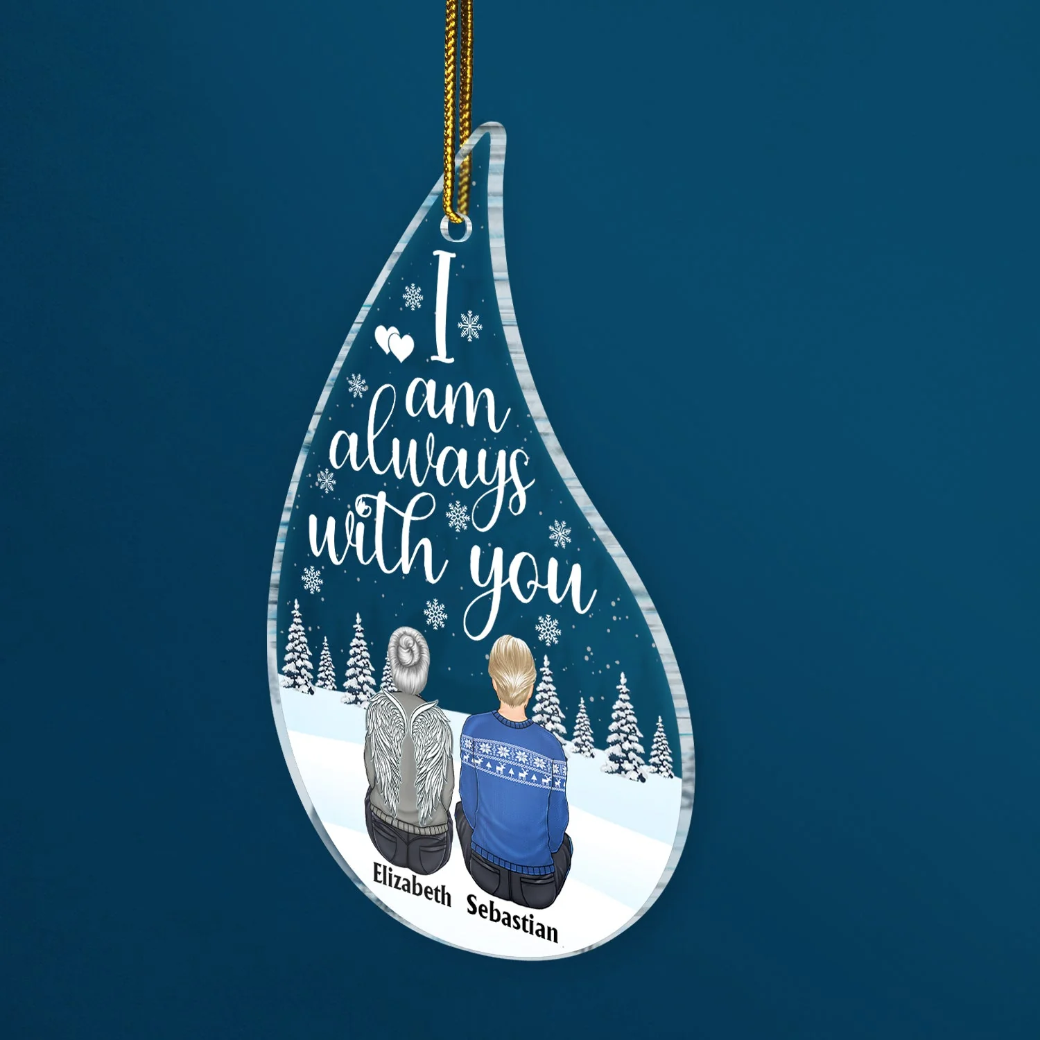 I Am Always With You Teardrop Shape - Christmas, Memorial Gift For Family With Kids - Personalized Custom Shaped Acrylic Ornament - Image 2