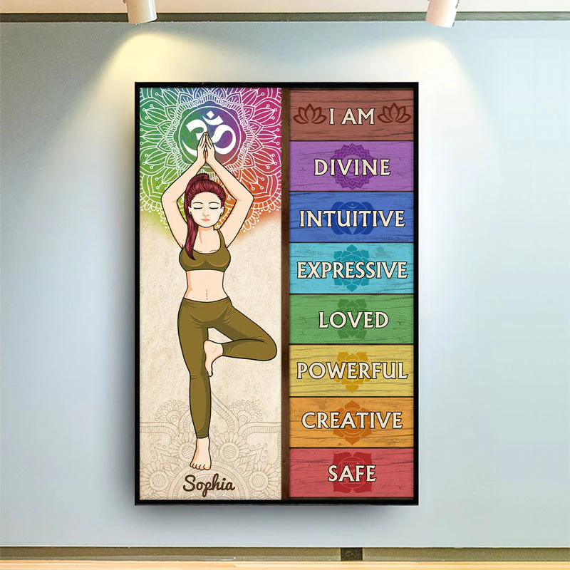 I Am Divine Intuitive Expressive Loved - Gift For Yoga Lovers - Personalized Custom Poster - Image 2