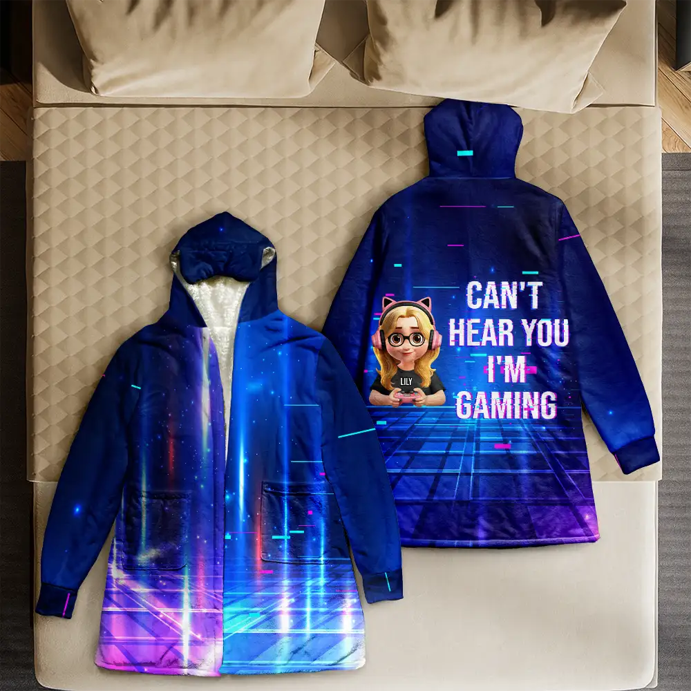I Am Gaming Do Not Disturb 3D Effect Gamer - Personalized Hooded Robe - Image 4