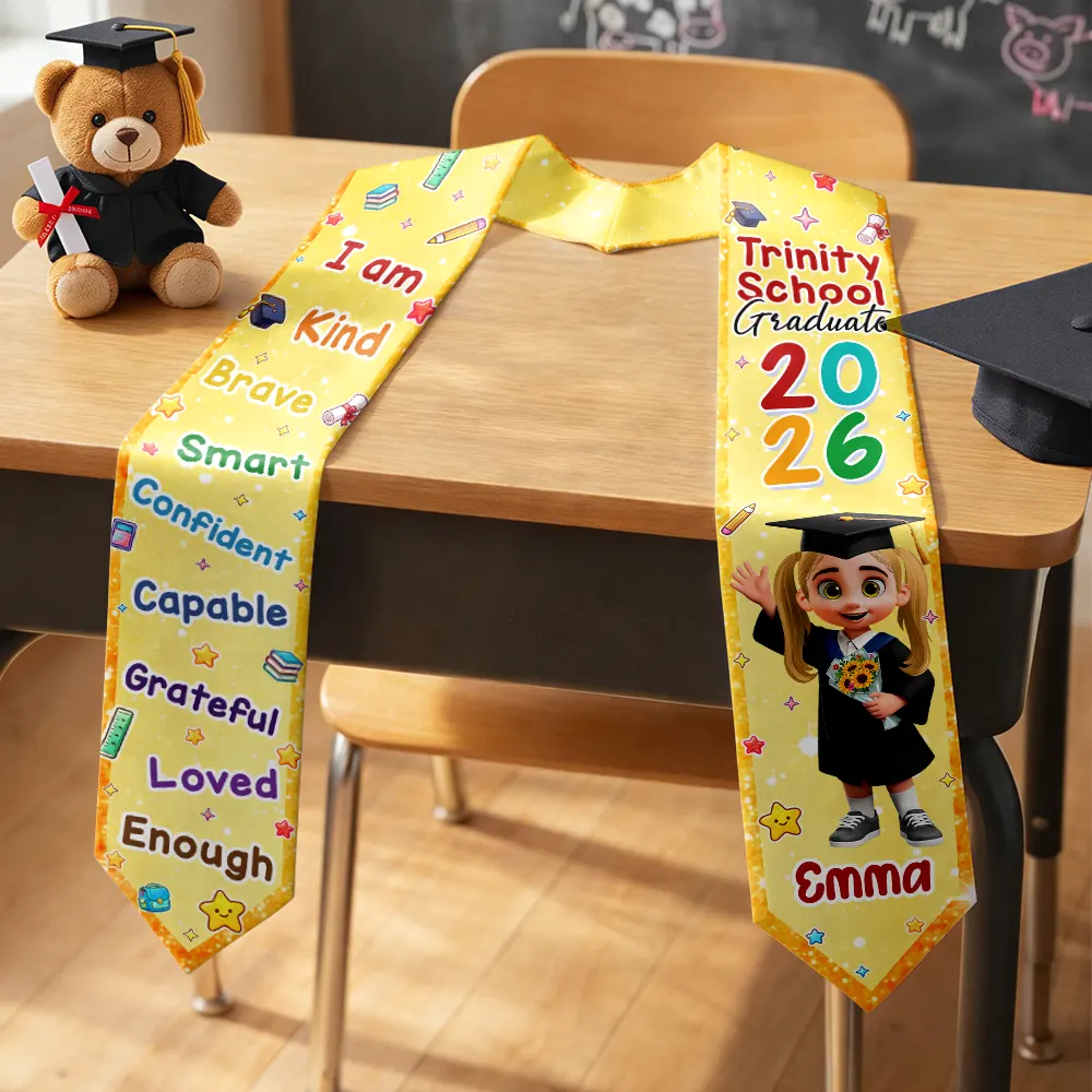 I Am Kind Affirmation Kinder Prek Graduation - Personalized Kid Graduation Stole - Image 2