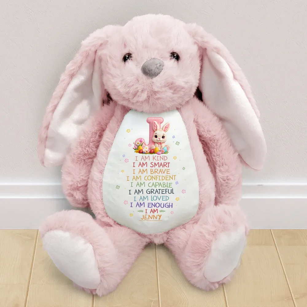 I Am Kind Faux Chenille Rabbit Alphabet Letters - Personalized Soft Toy Bunny - Image 2