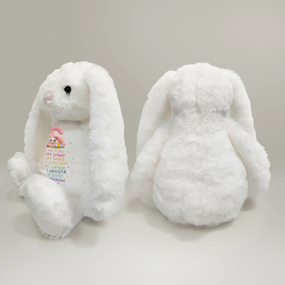 I Am Kind Faux Chenille Rabbit Alphabet Letters - Personalized Soft Toy Bunny - Image 4