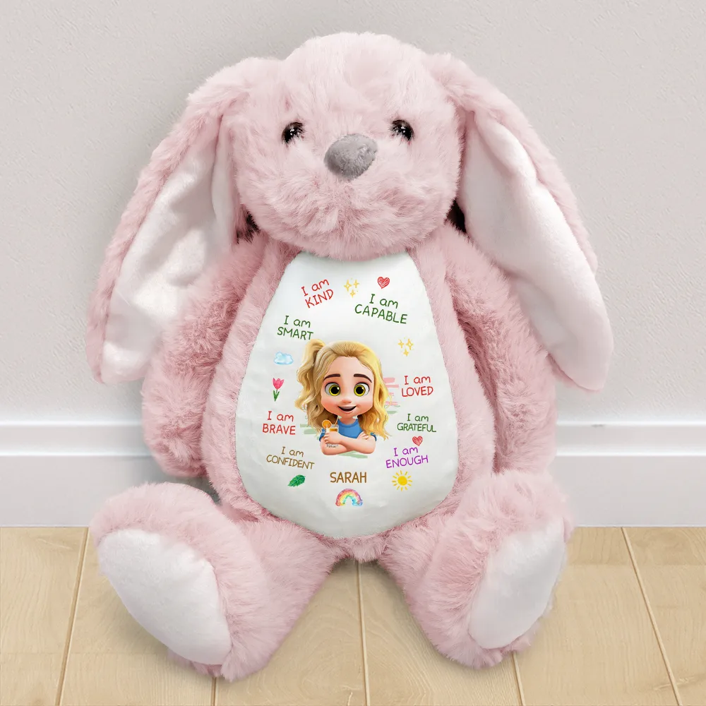 I Am Kind I Am Smart Kids Baby - Personalized Soft Toy Bunny - Image 2