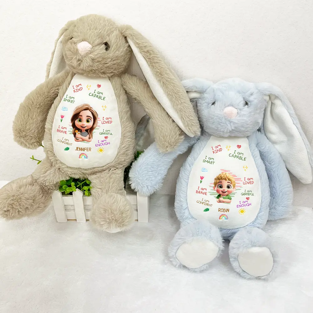 I Am Kind I Am Smart Kids Baby - Personalized Soft Toy Bunny - Image 3