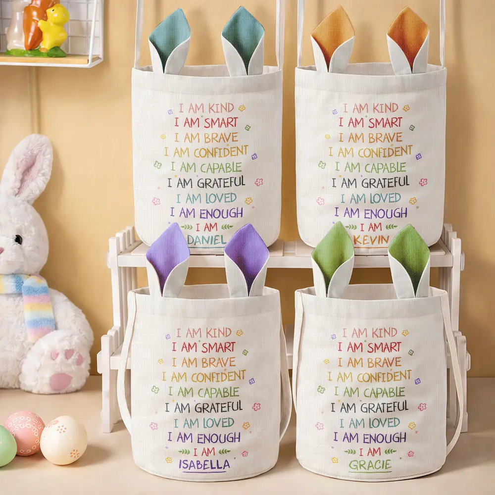 I Am Kind I Am Smart - Personalized Bunny Ears Bucket Bag - Image 2