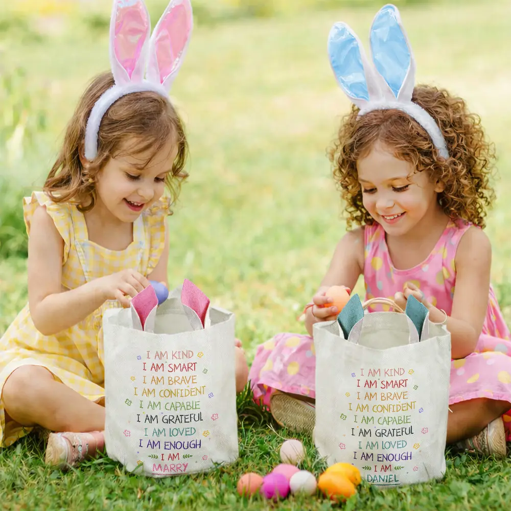 I Am Kind I Am Smart - Personalized Bunny Ears Bucket Bag - Image 6