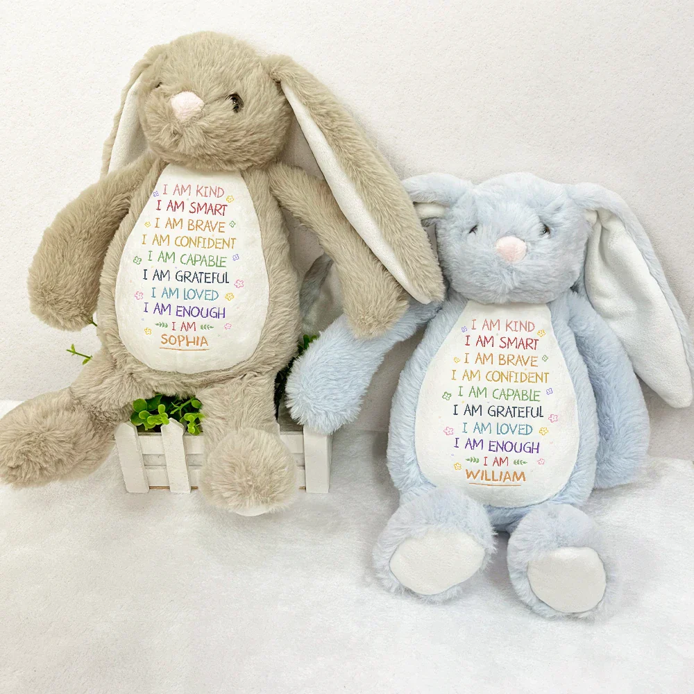 I Am Kind I Am Smart - Personalized Soft Toy Bunny - Image 3