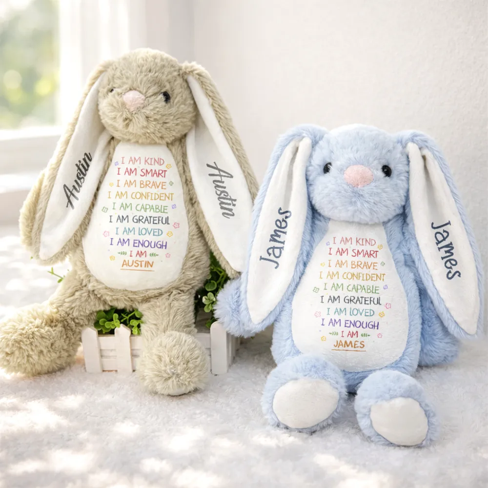I Am Kind I Am Smart Rabbit With Name - Personalized Soft Toy Bunny - Image 3