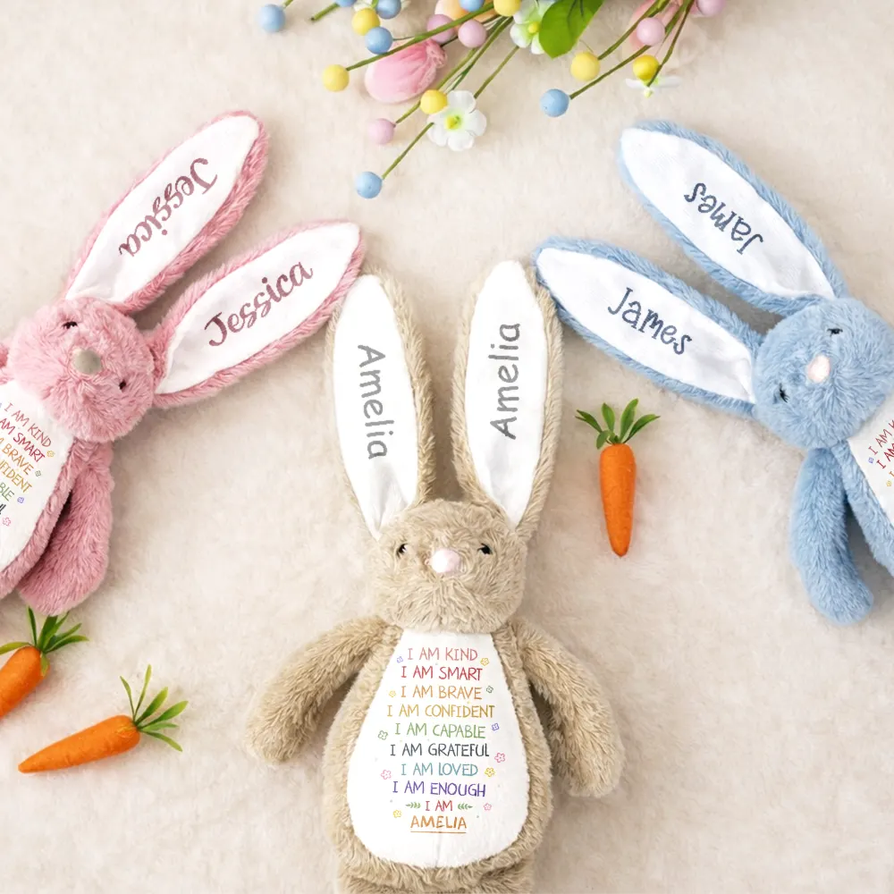 I Am Kind I Am Smart Rabbit With Name - Personalized Soft Toy Bunny - Image 6