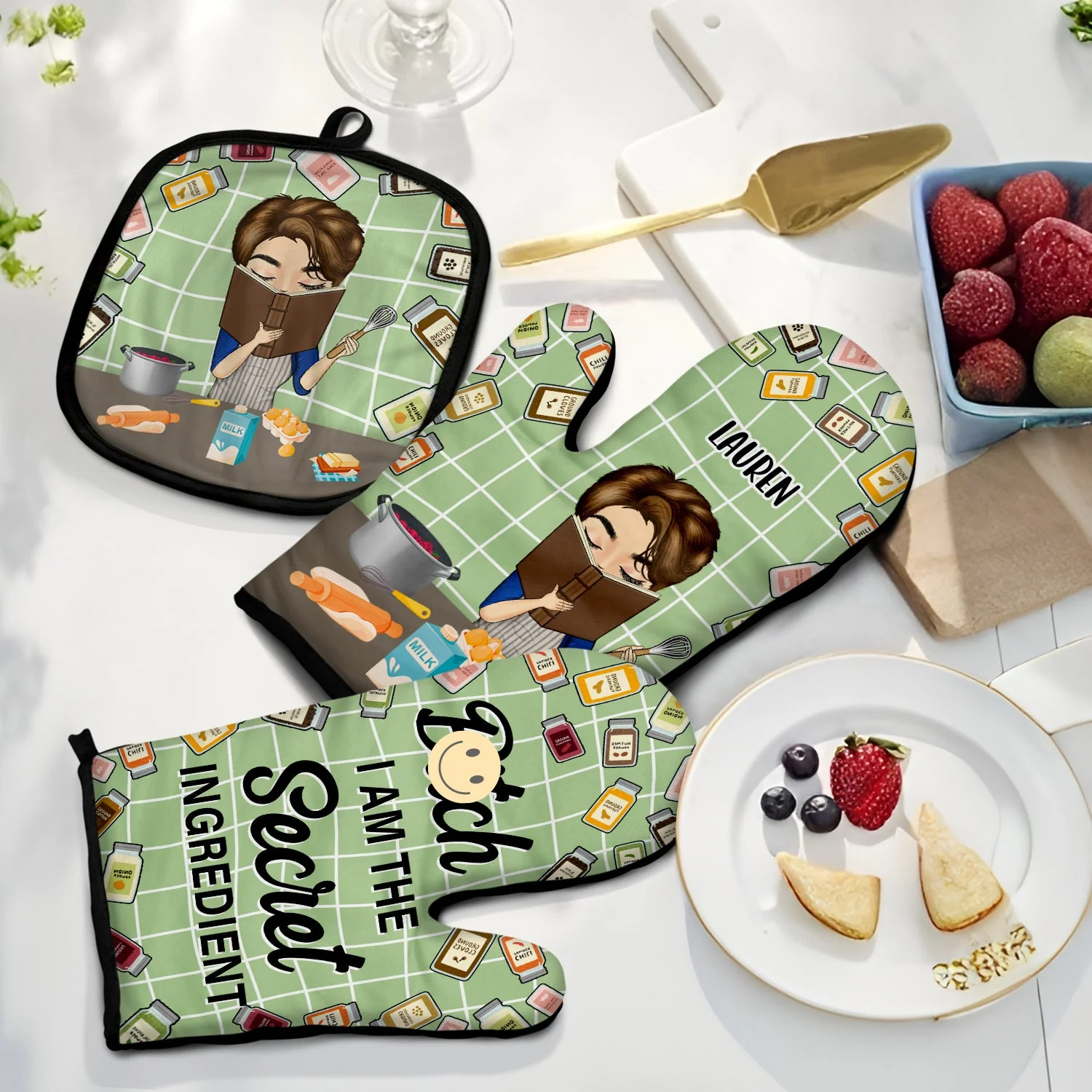 I Am The Secret Ingredient - Gift For Cooking Lovers, Gift For Mother - Personalized Oven Mitts, Hot Holders - Image 2