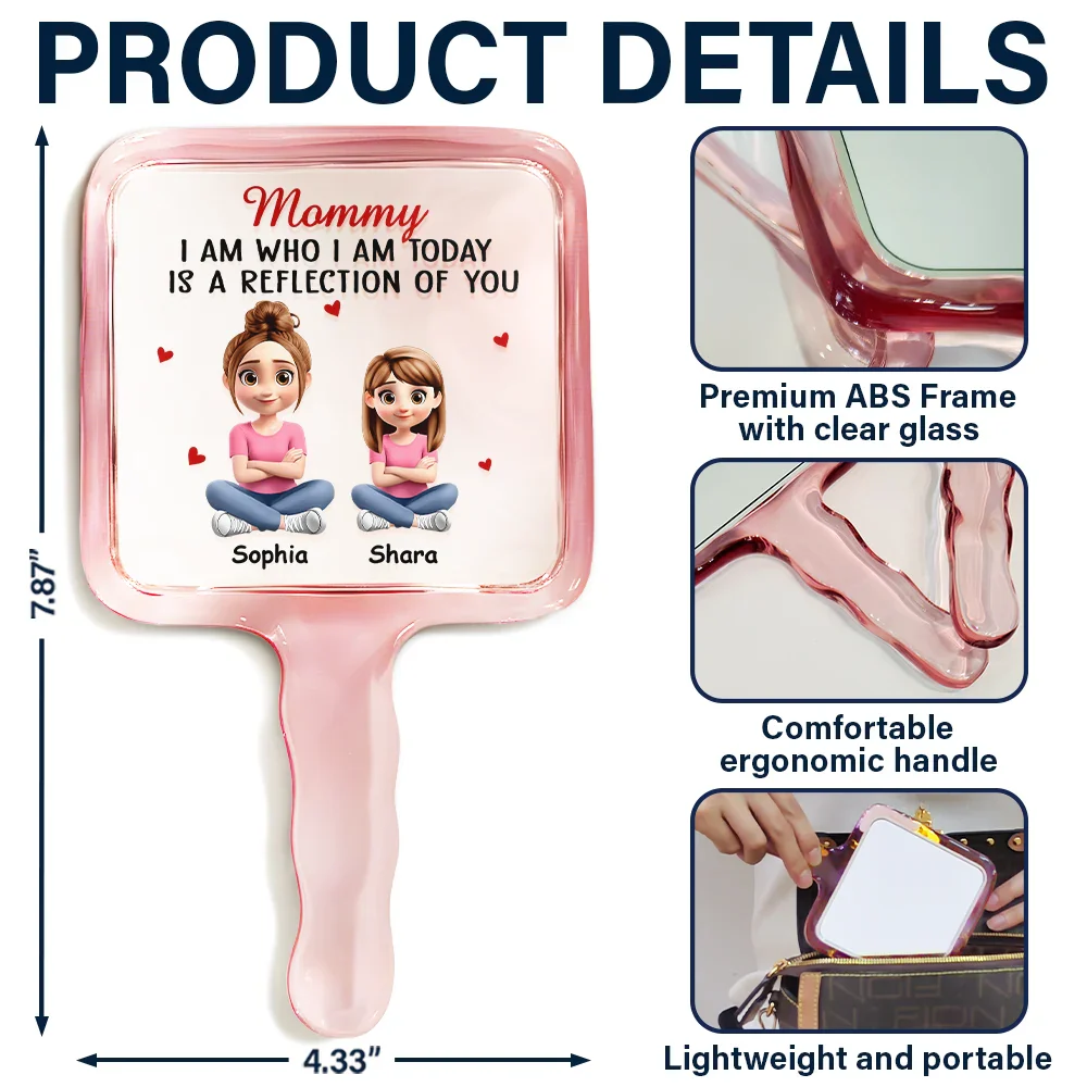 I Am Who I Am Today Is A Reflection Of You - Personalized Handheld Mirror - Image 5