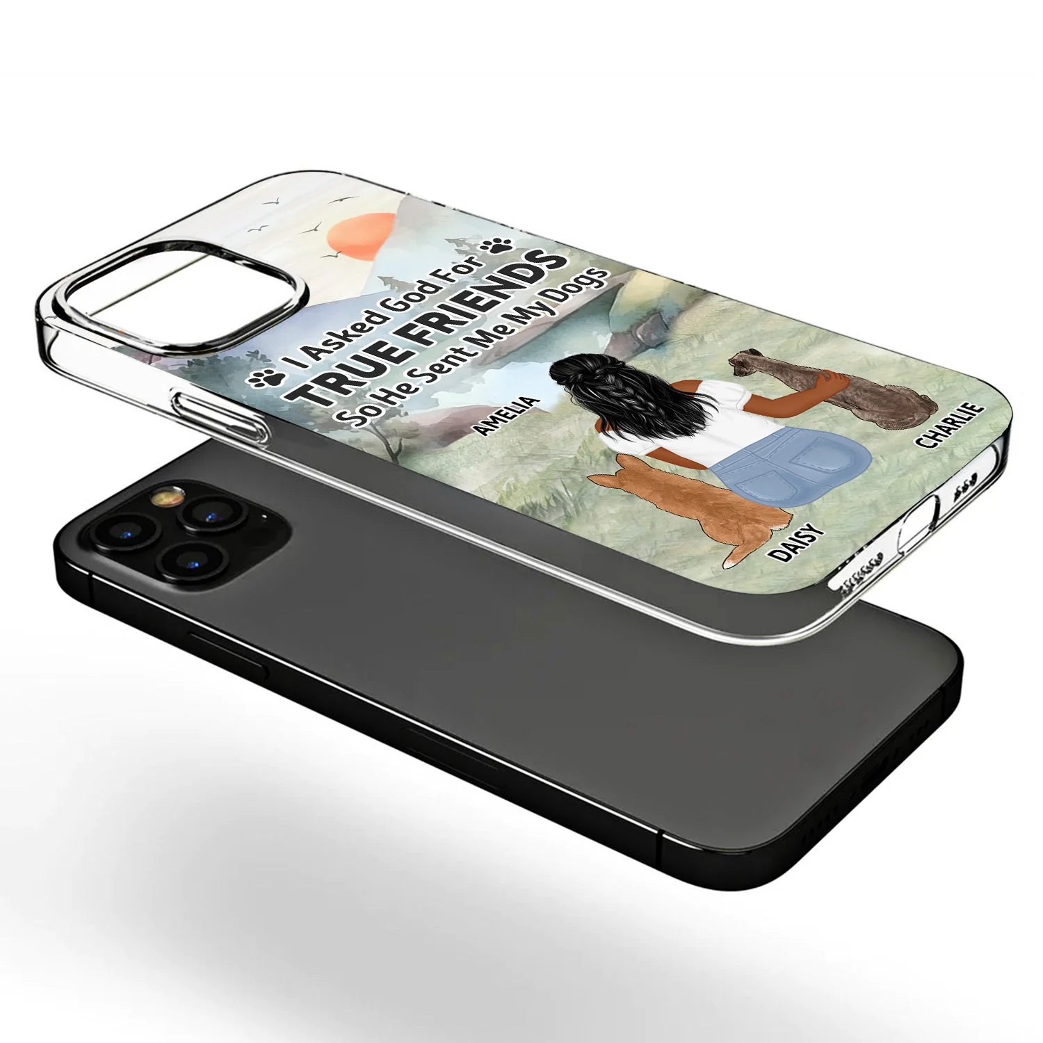 I Asked God For A True Friend - Gift For Dog Lovers, Dog Mom, Dog Dad - Personalized Clear Phone Case - Image 3