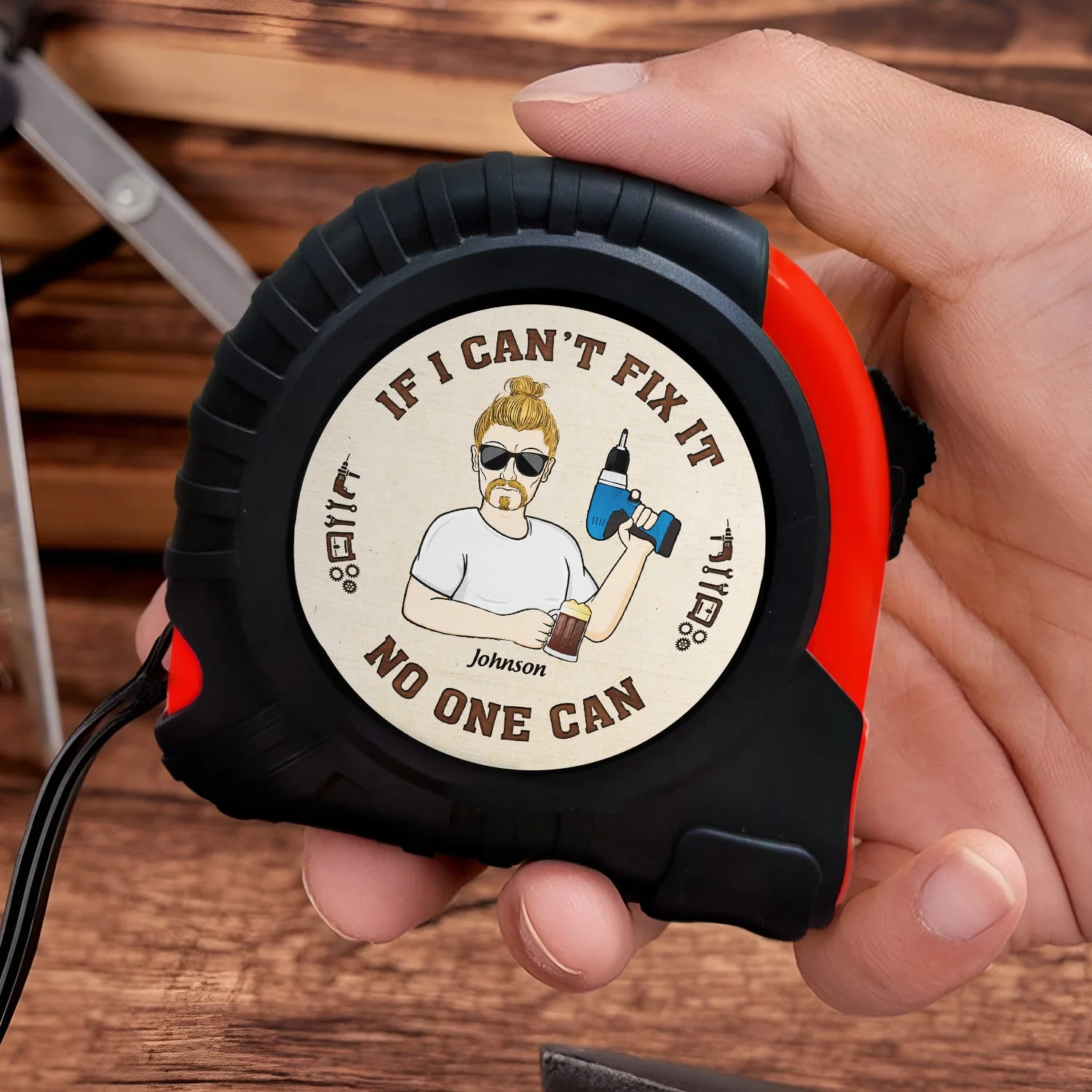 I Can Fix Anything Except Stupid - Gift For Men, Dad, Father, Grandfather, Grandpa, Husband - Personalized Tape Measure - Image 3
