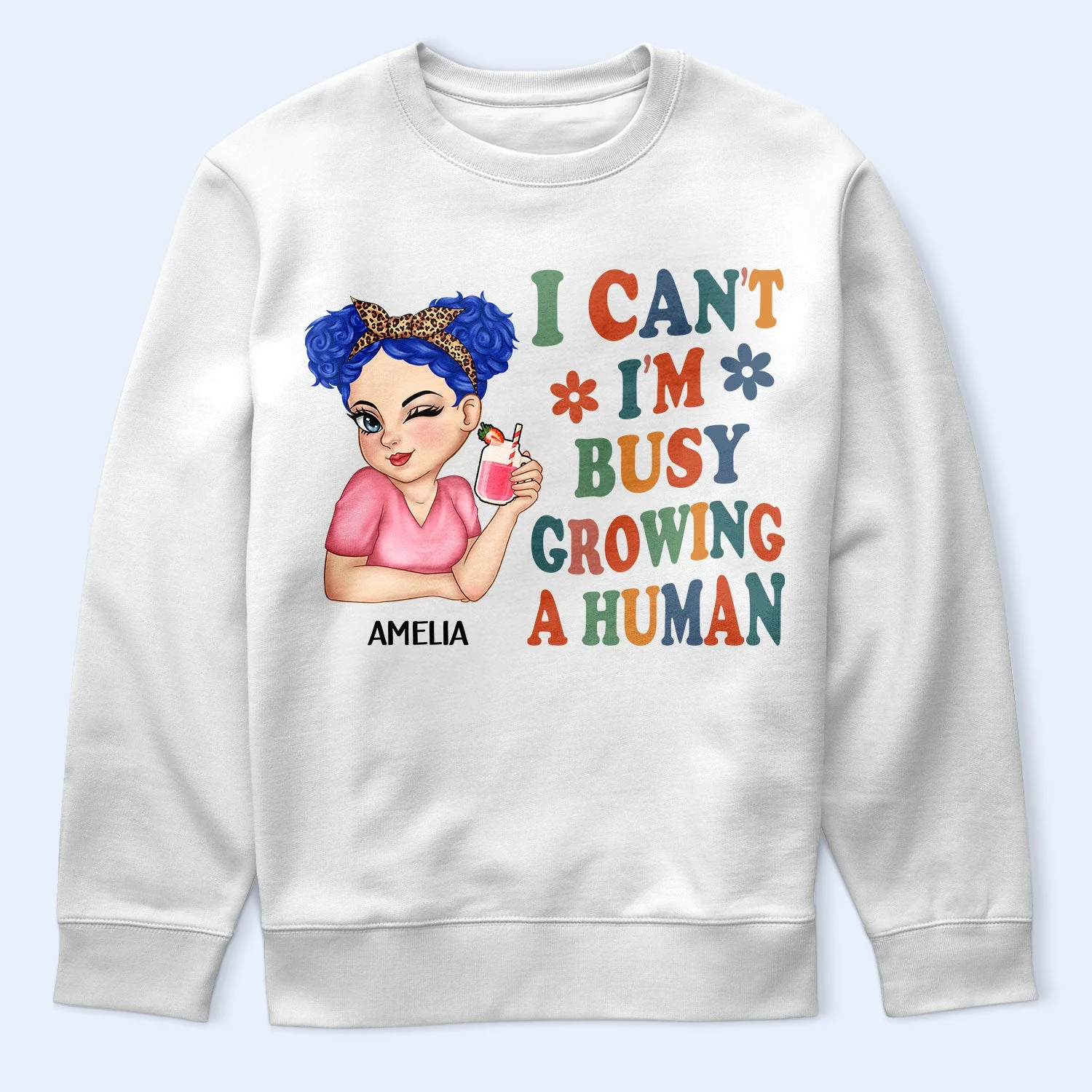 I Can't I'm Busy Growing A Human - Pregnancy Announcement, Funny Gift For Mom, Mother, Pregnant Mom - Personalized T Shirt - Image 5