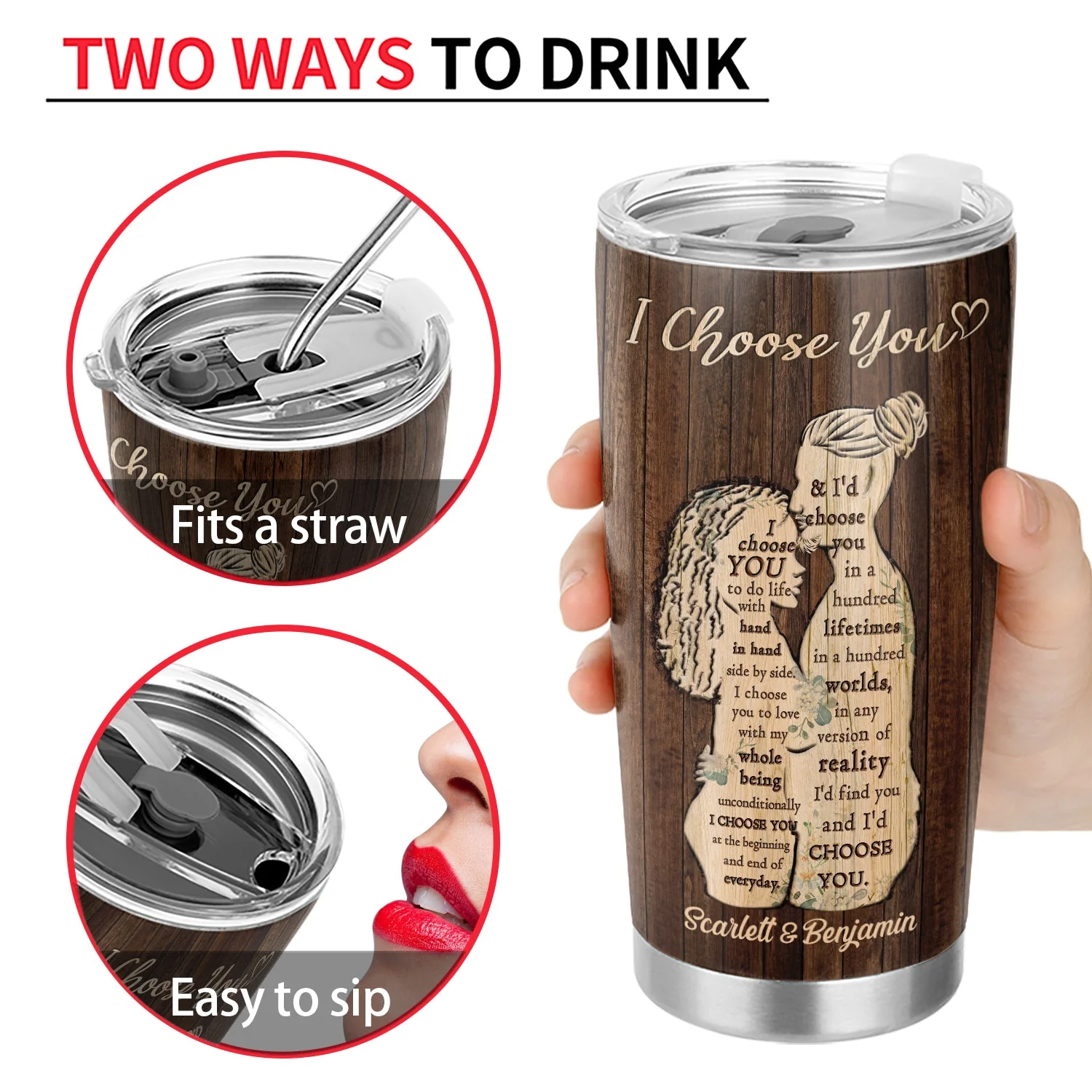 I Choose You - Anniversary Gift For Couples - Personalized Tumbler - Image 4
