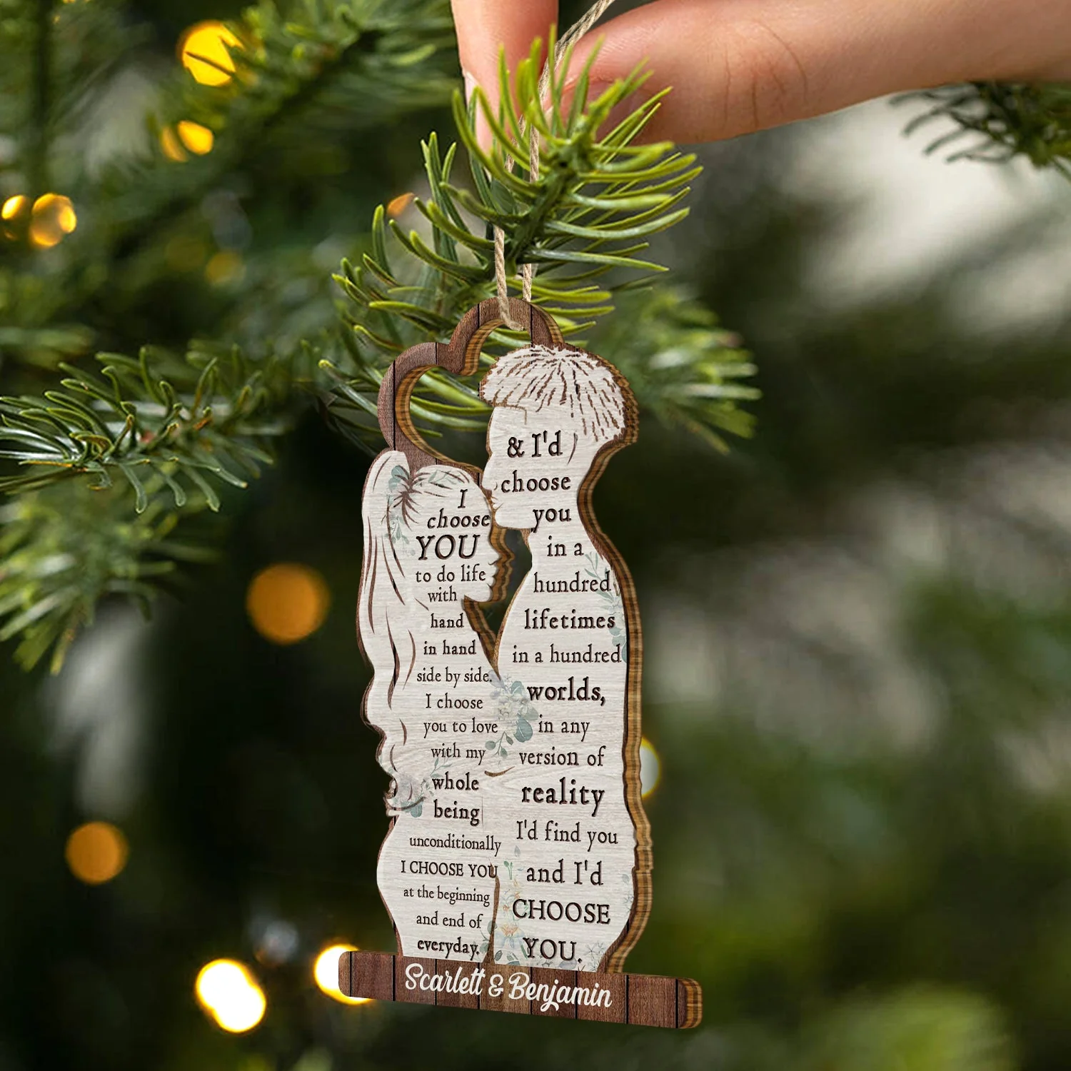 I Choose You - Christmas Gift For Couples - Personalized Wooden Cutout Ornament - Image 2
