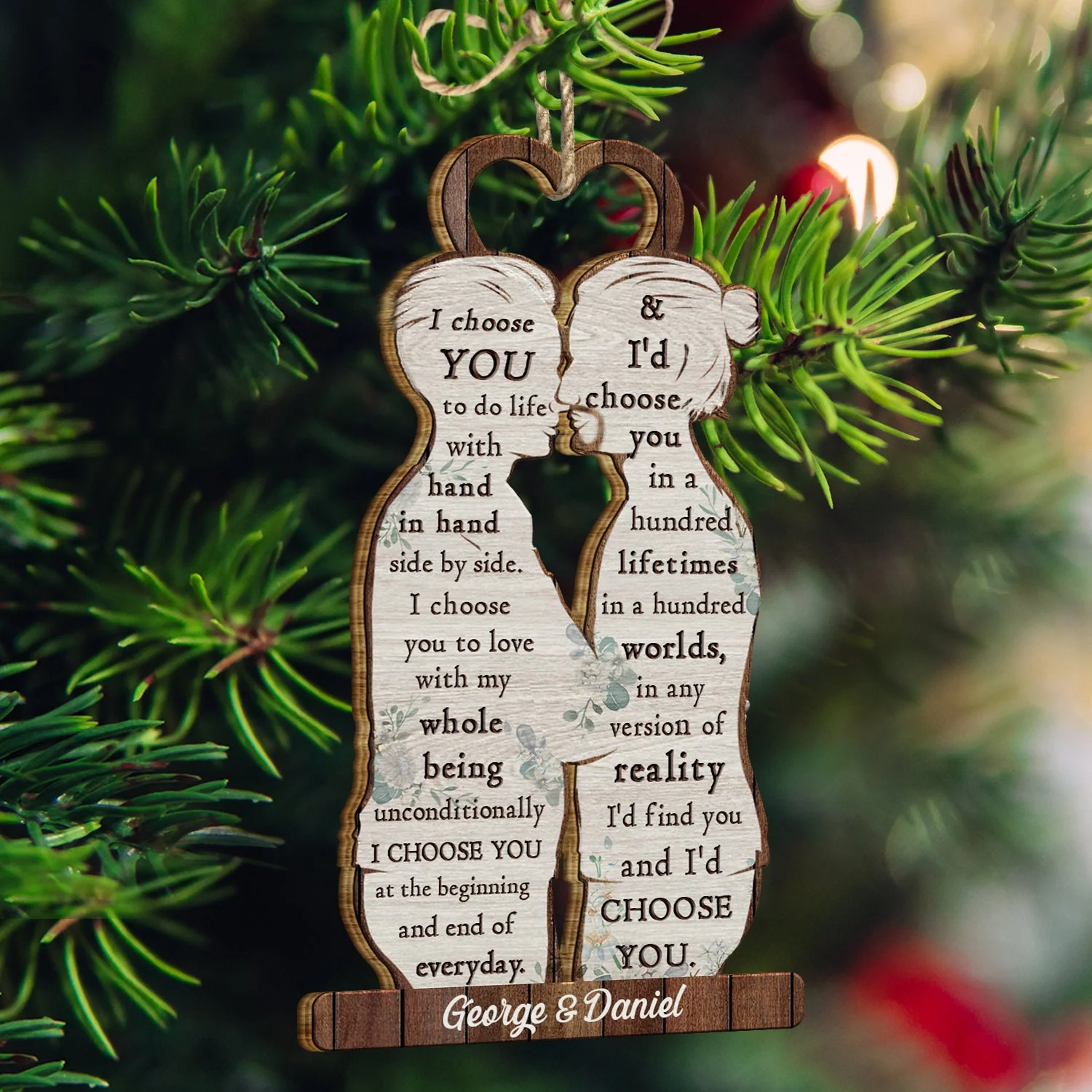 I Choose You - Christmas Gift For Couples - Personalized Wooden Cutout Ornament - Image 3
