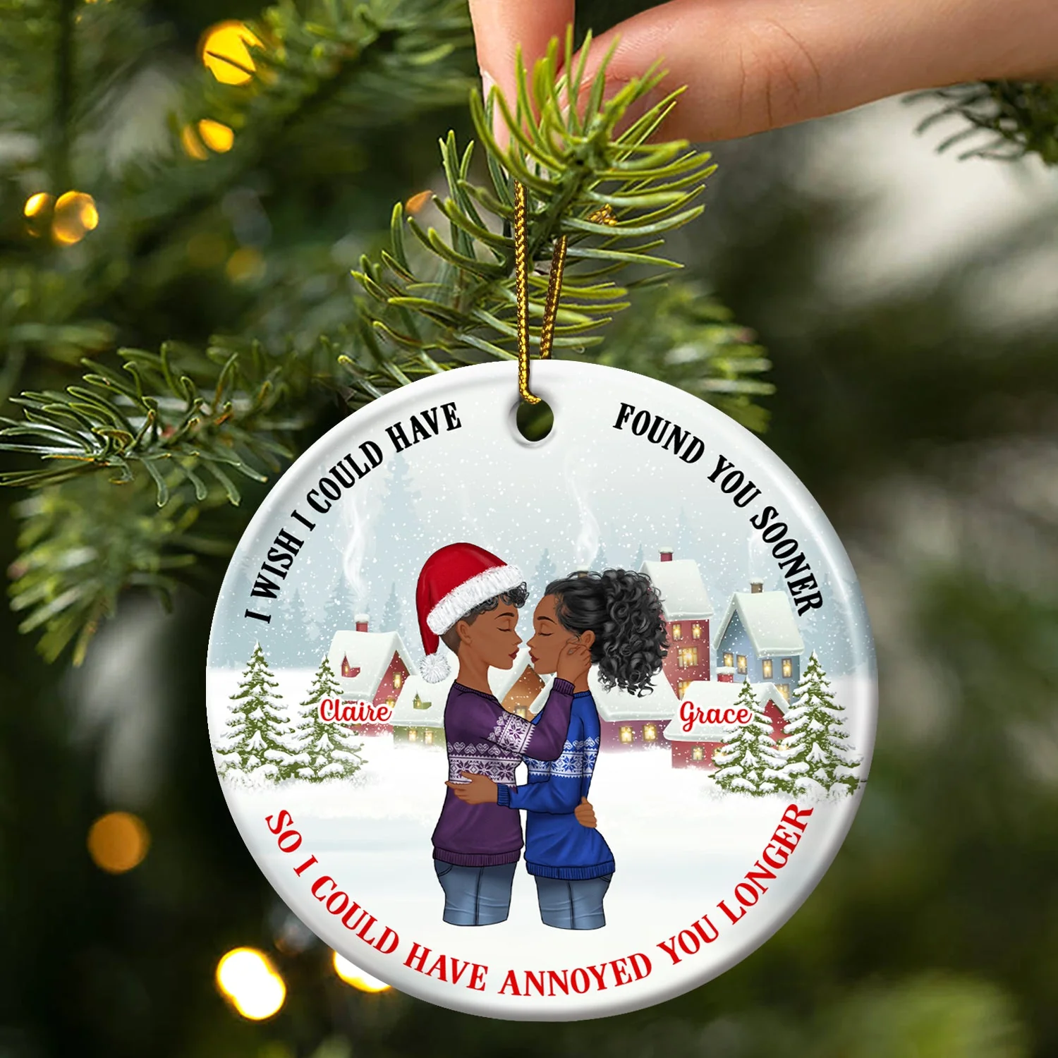 I Could Have Found You Sooner - Christmas, Gift For Couples - Personalized Circle Ceramic Ornament - Image 3