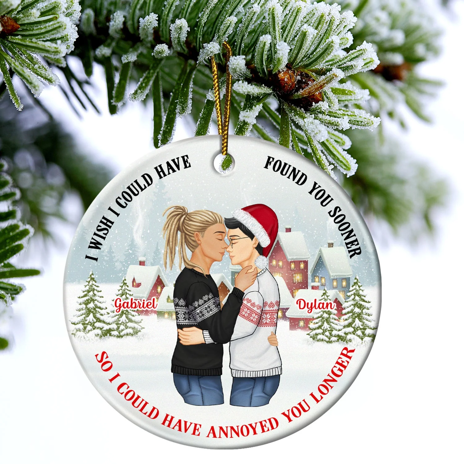 I Could Have Found You Sooner - Christmas, Gift For Couples - Personalized Circle Ceramic Ornament - Image 4