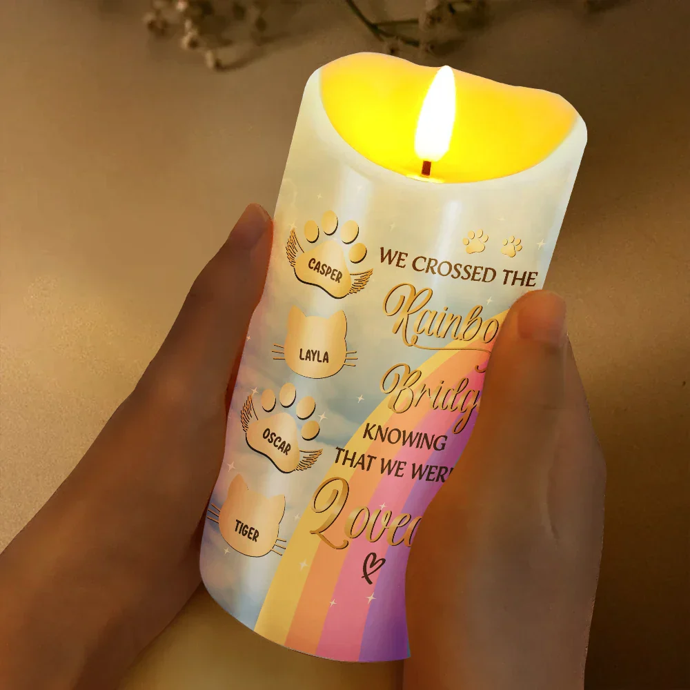 I Crossed The Rainbow Bridge Memorial Pet - Personalized Flameless LED Candle - Image 3