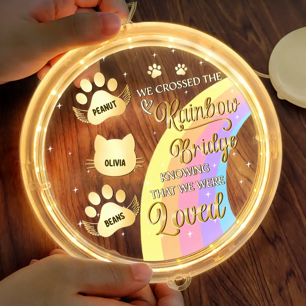 I Crossed The Rainbow Bridge Memorial Pet - Personalized LED Pendant Light - Image 3