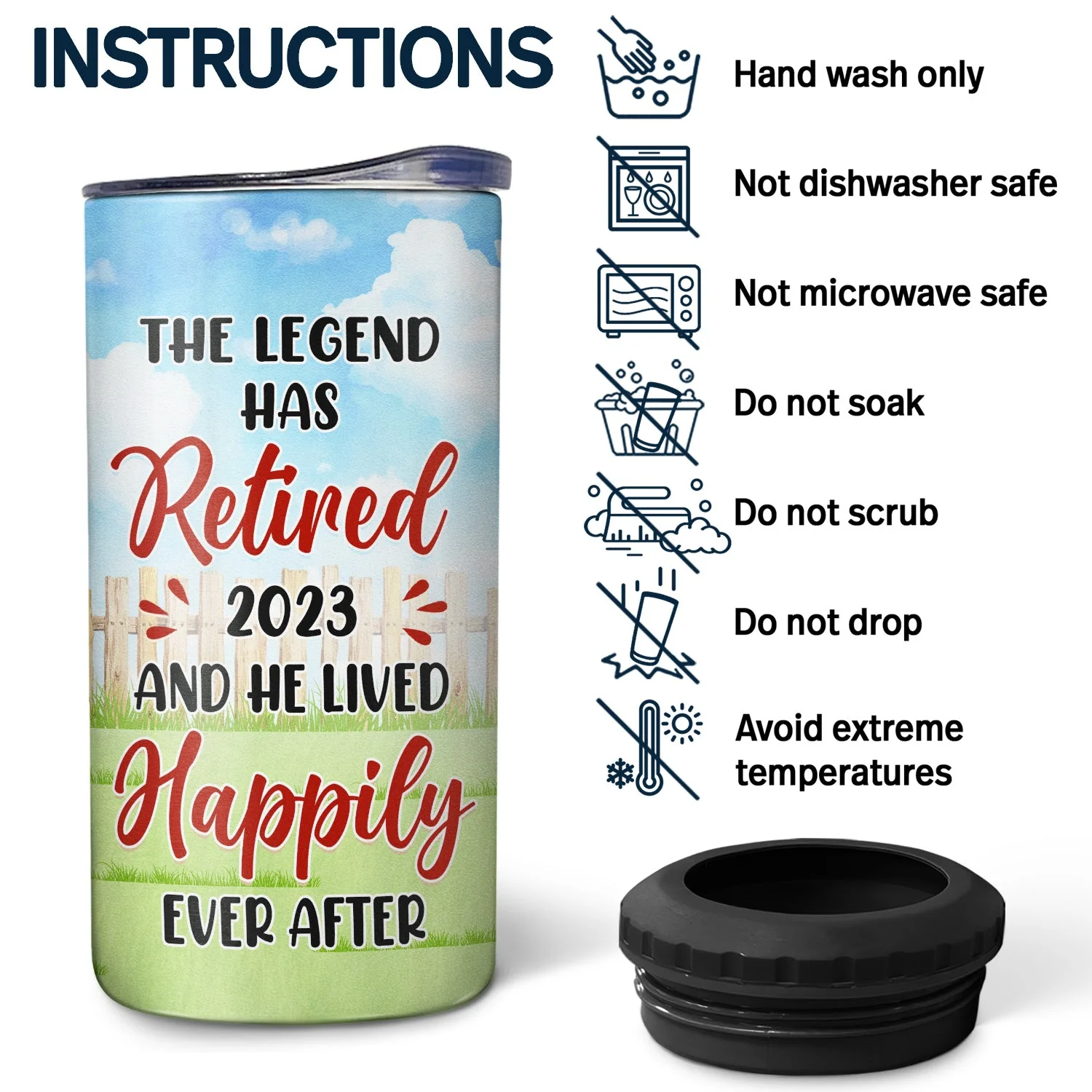I Don't Give A Sip I'm Retired - Retirement Gift, Gift For Grandparents - Personalized Custom 4 In 1 Can Cooler Tumbler - Image 5