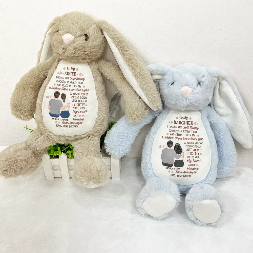 I Filled It With My Wishes Bestie Brother - Personalized Soft Toy Bunny - Image 3